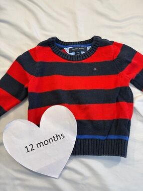 Tommy Hilfiger - Red and Blue Striped knit Sweater